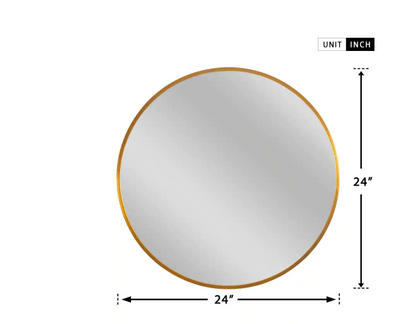 Neu-Type Medium Round Gold Shelves and Drawers Modern Mirror (24 In. H x 24 In.