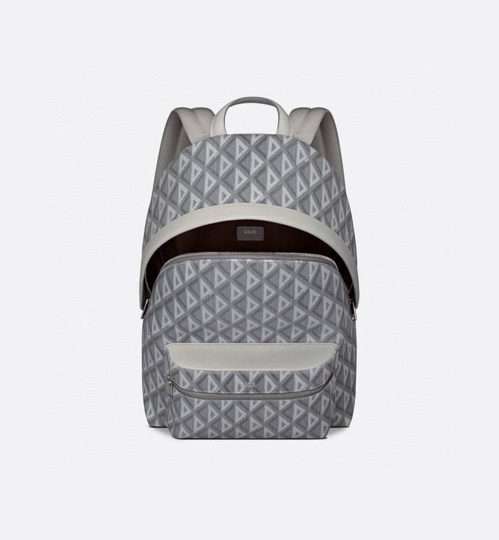 Dior Rider Zipped Backpack Grey Coated Cotton Canvas with CD Diamond Print