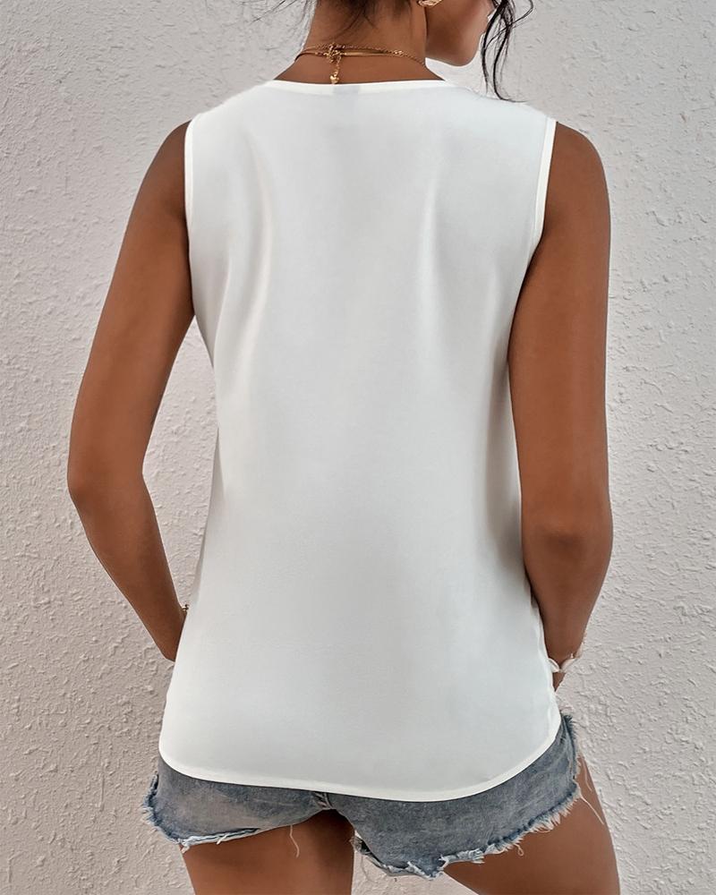 Damen Sommer V-Ausschnitt Ärmellos Einfaches Sommerliches Einfarbiges Oberteil