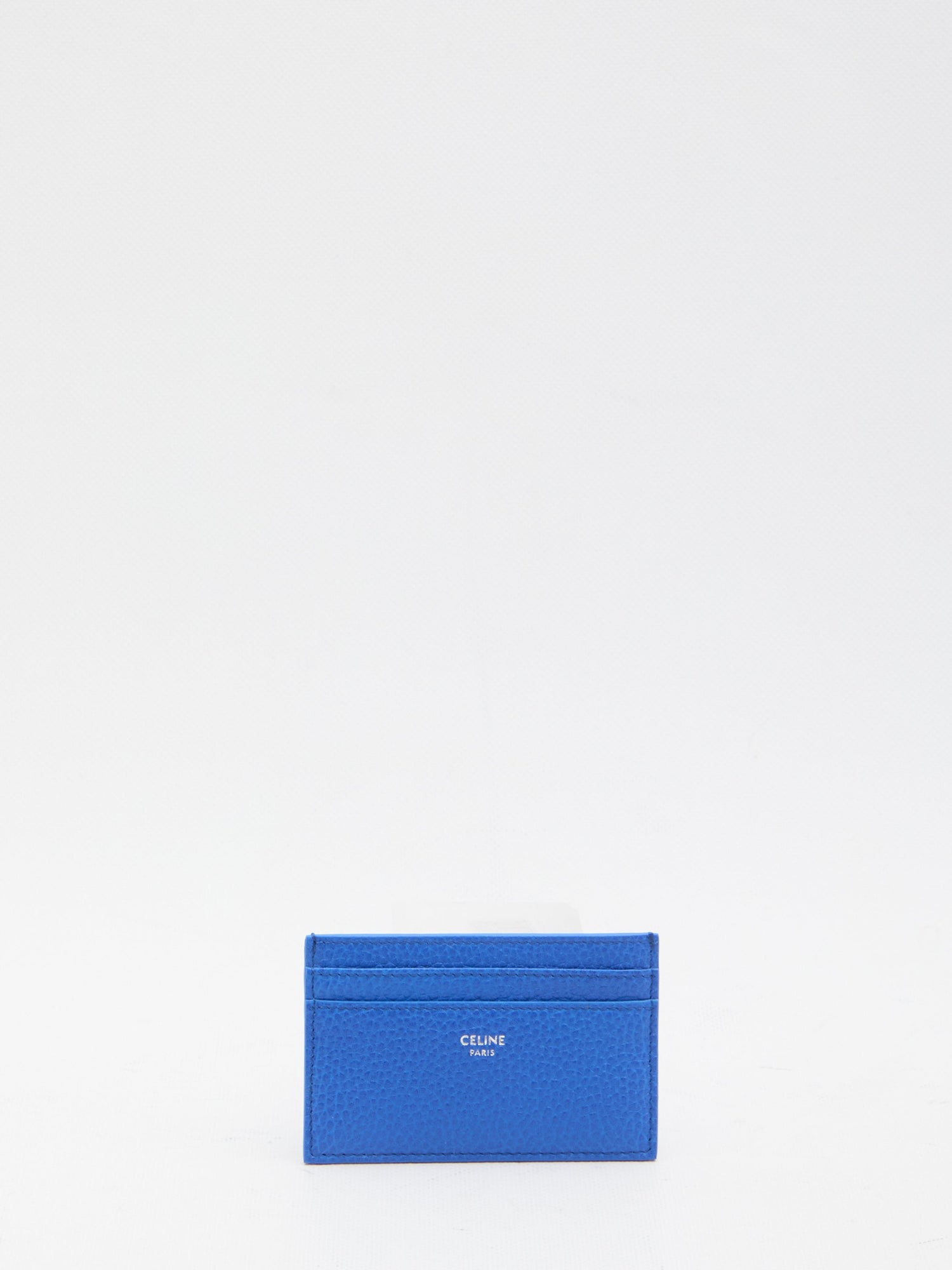 CELINE Mini Leather Card Holder with Silver-Tone Finishes