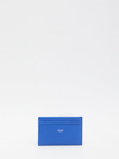 CELINE Mini Leather Card Holder with Silver-Tone Finishes