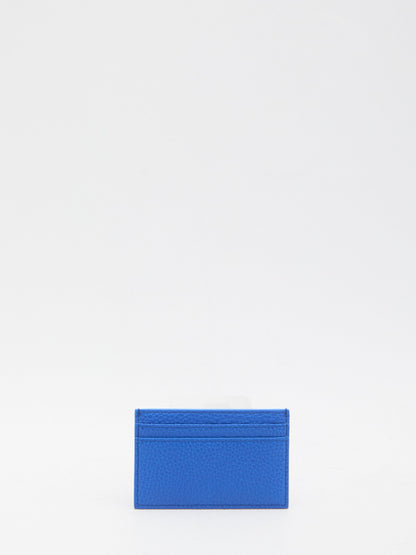 CELINE Mini Leather Card Holder with Silver-Tone Finishes