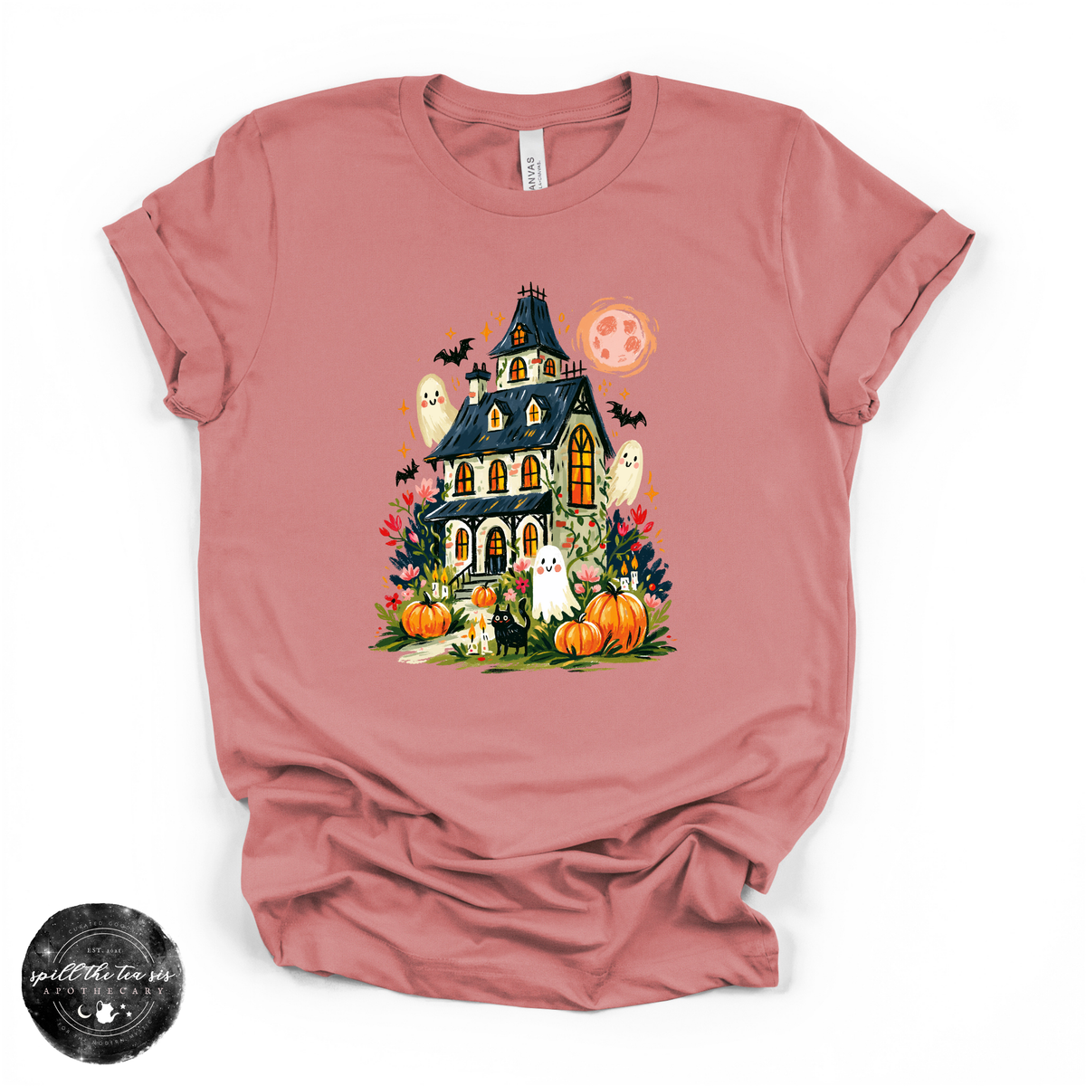 Fun Halloween Haunted House Tee | Vintage Spooky House Graphic T-Shirt