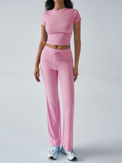 Womens Casual Short Sleeve Pants Suit
