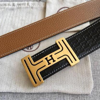 Hermes Men Gold Buckle Belt &