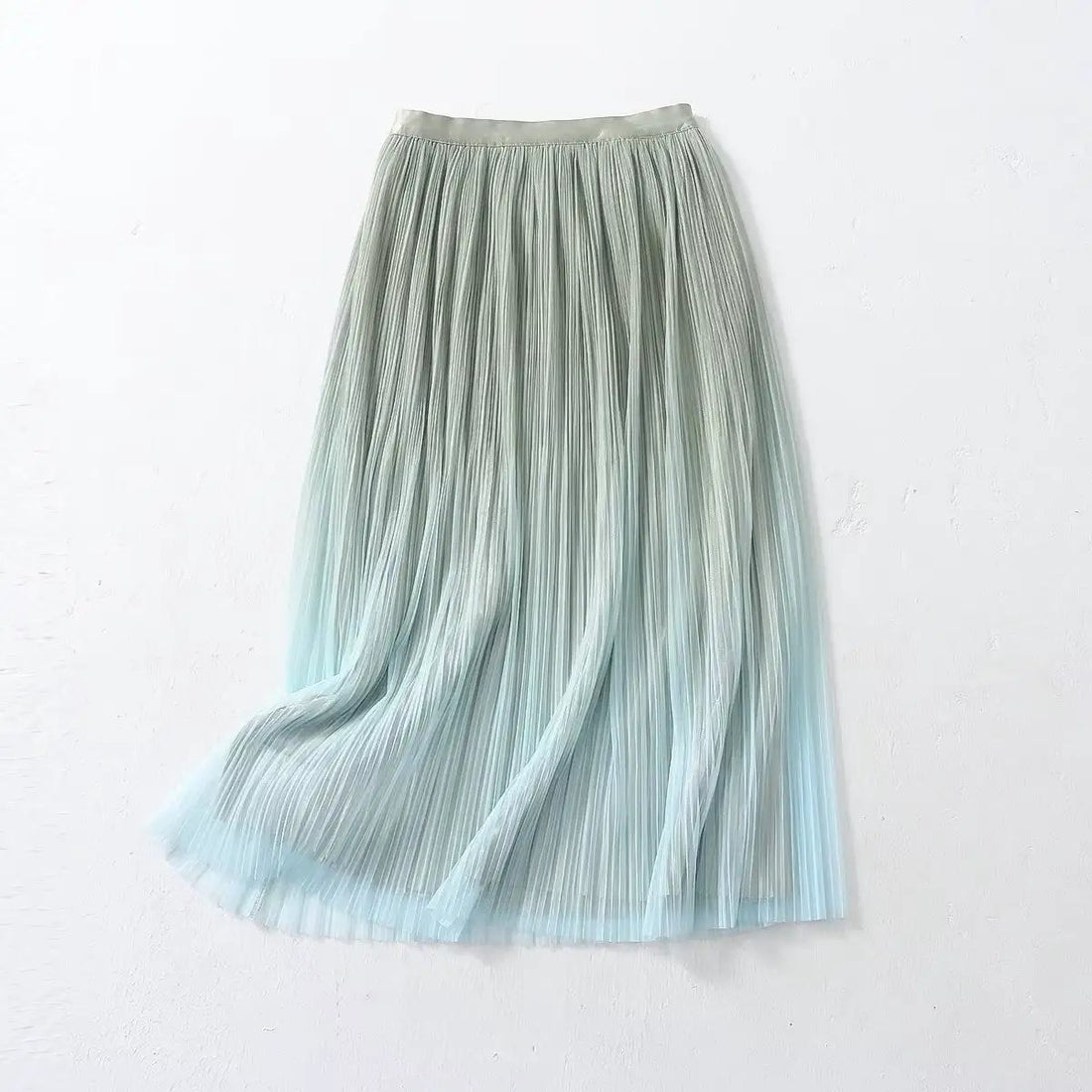 Elegant Graceful Gradient Color Pleated Skirt Spring Summer Light Luxury High Waist A line Skirt by Wanita Store