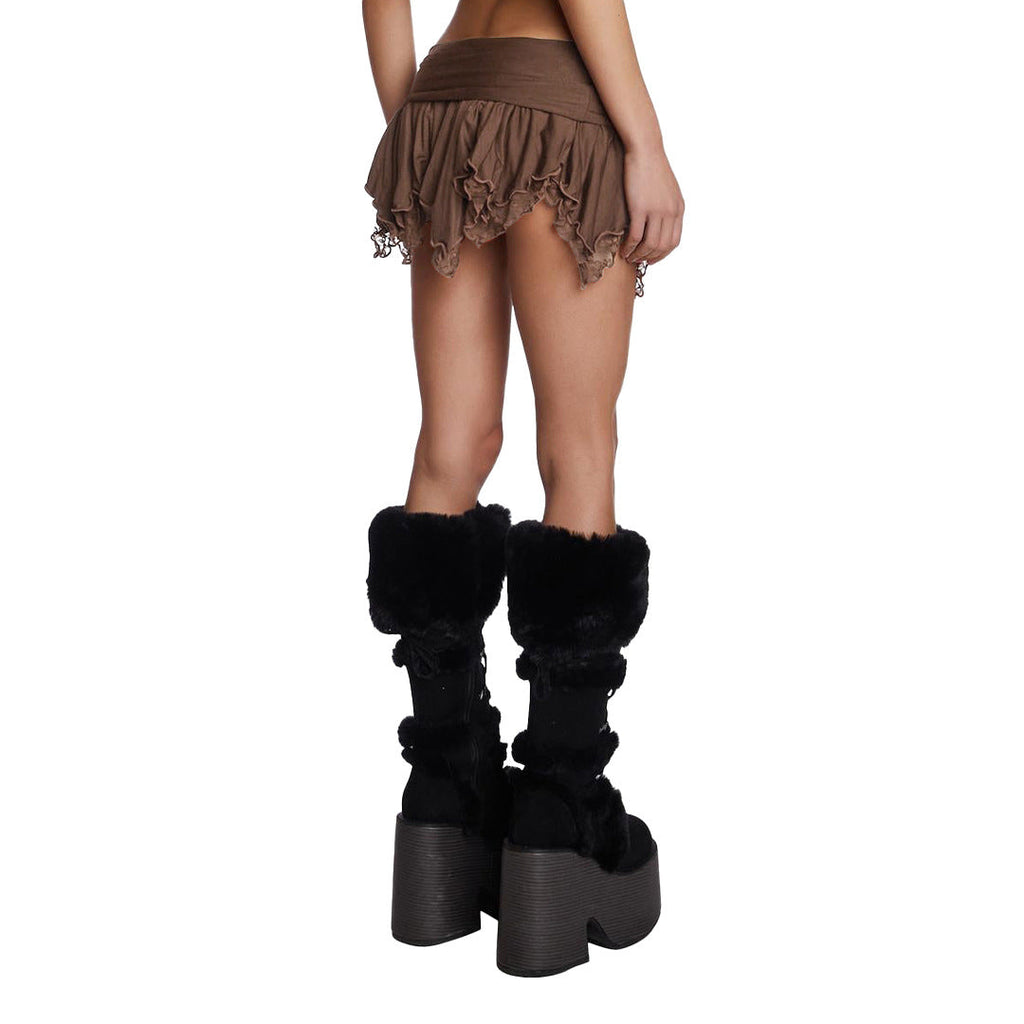 Damen Kleidung Sexy Doppellagiger Spitze Unregelmäßiger Asymmetrischer Minirock