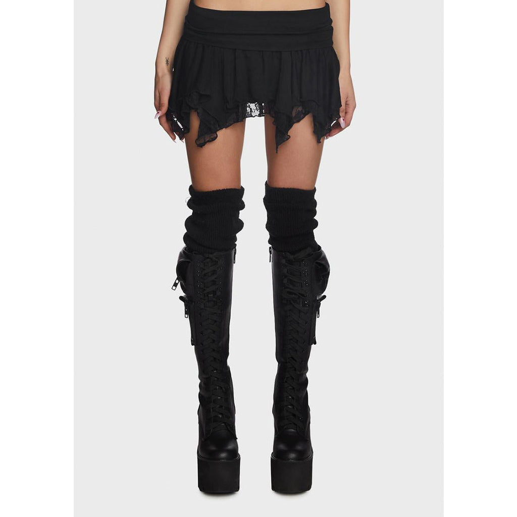 Damen Kleidung Sexy Doppellagiger Spitze Unregelmäßiger Asymmetrischer Minirock