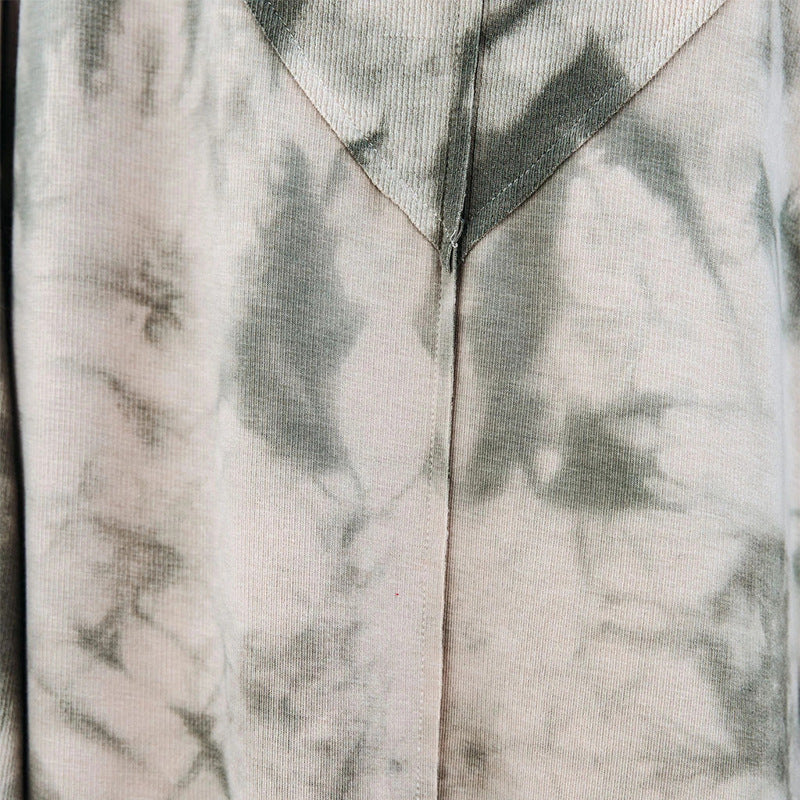 Frühling Batik-Druck Langarm V-Ausschnitt Locker Legere Sweatshirts für Damen