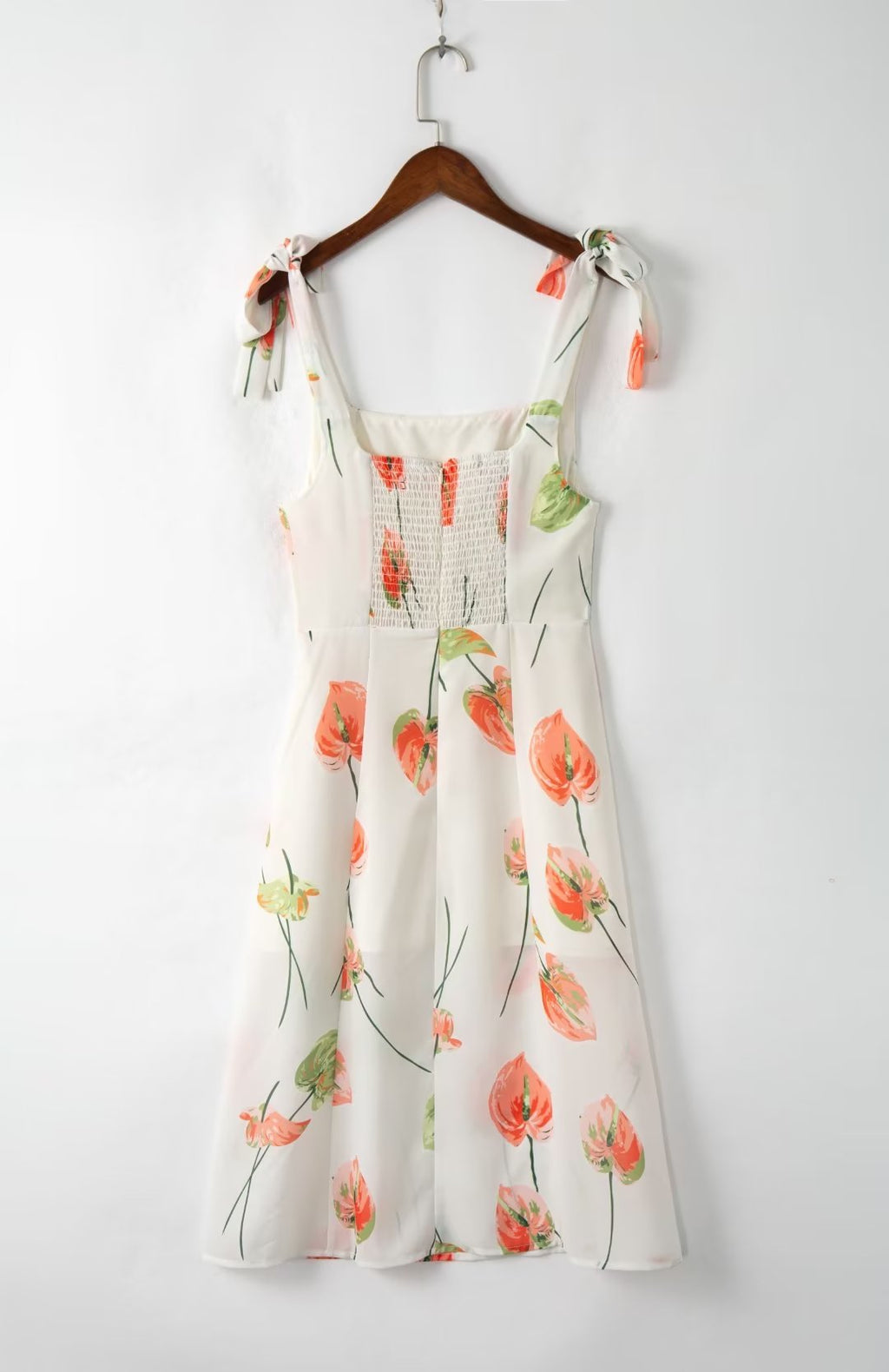 Sommer Französisch Elegant Pastoral Bedrucktes Hochgeschlitztes Trägerkleid Damen Bandeau Midikleid
