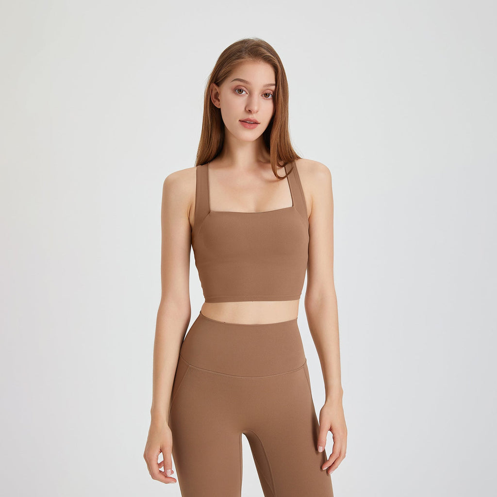 Nude Feel Nahtloser stoßfester Sport-BH Damen Beauty-Rücken Kreuz-Westen Lauf-Push-up Yoga Workout BH