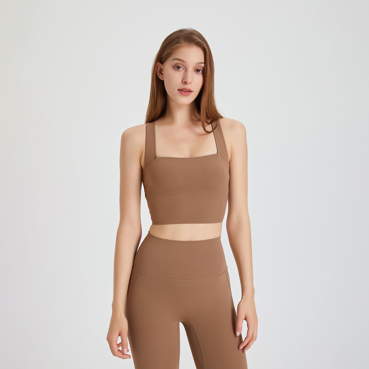 Nude Feel Nahtloser stoßfester Sport-BH Damen Beauty-Rücken Kreuz-Westen Lauf-Push-up Yoga Workout BH