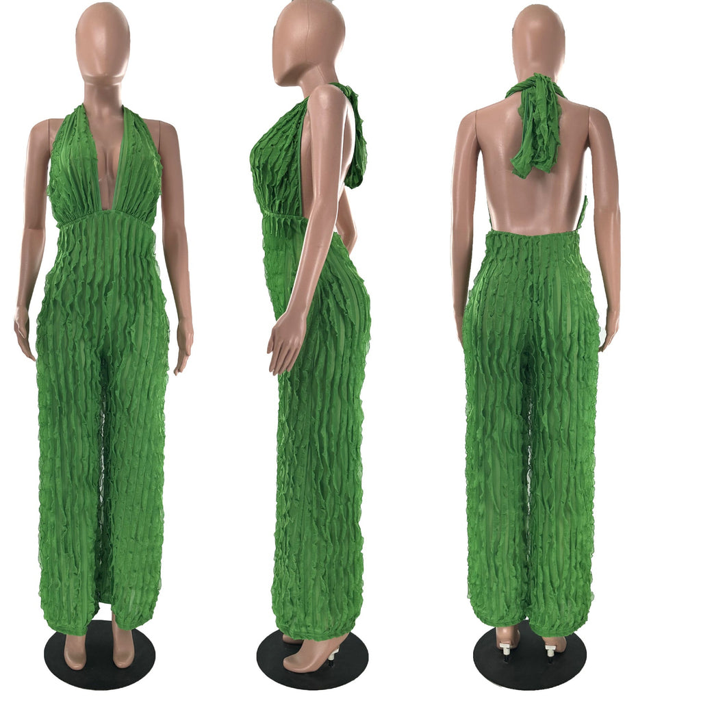 Damenbekleidung Frühling Sommer Wellenmuster Sexy Bandeau High Waist Jumpsuit