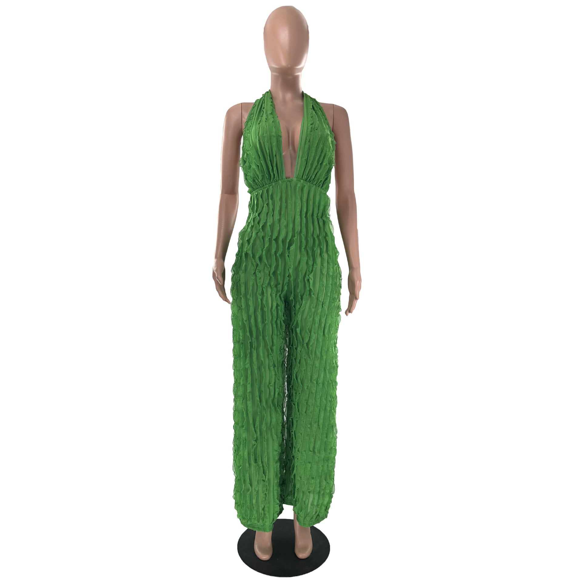 Damenbekleidung Frühling Sommer Wellenmuster Sexy Bandeau High Waist Jumpsuit