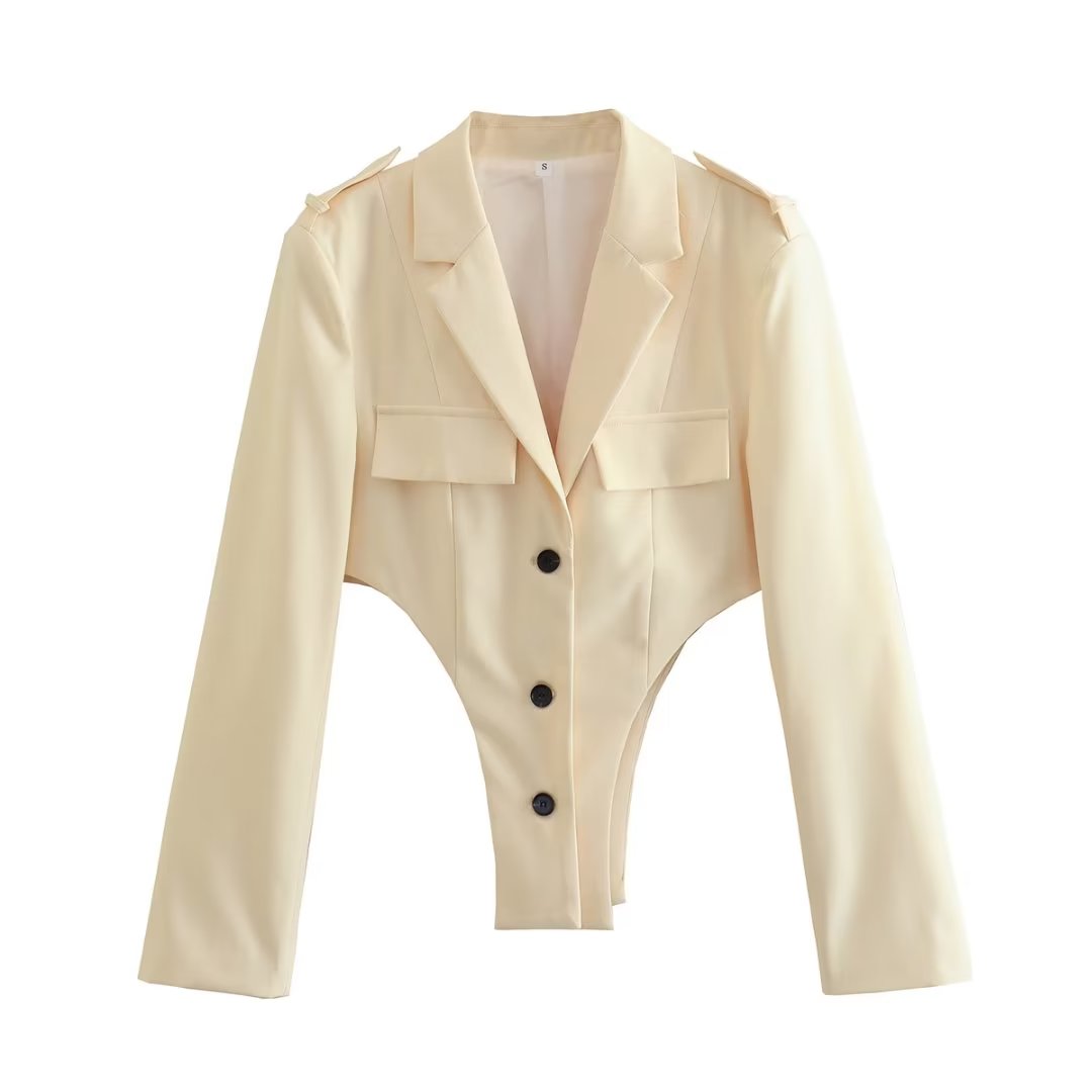 Damen Cutout-Oberteil und Hose mit hohem Bund im Falten-Design