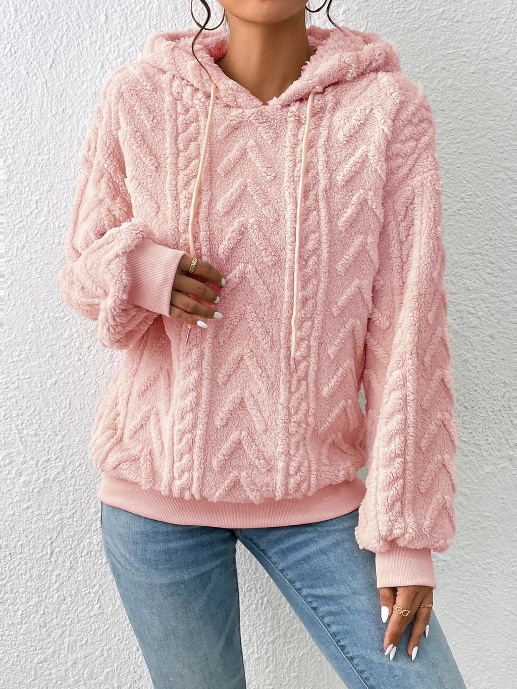 Herbst Winter Damen Pullover Sweatshirt Flanell Kapuzenjacke Locker Plüschjacke