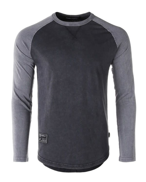 Athletic Fit Retro Contrast Raglan Tee - Charcoal