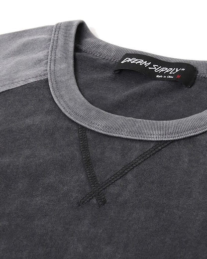 Athletic Fit Retro Contrast Raglan Tee - Charcoal