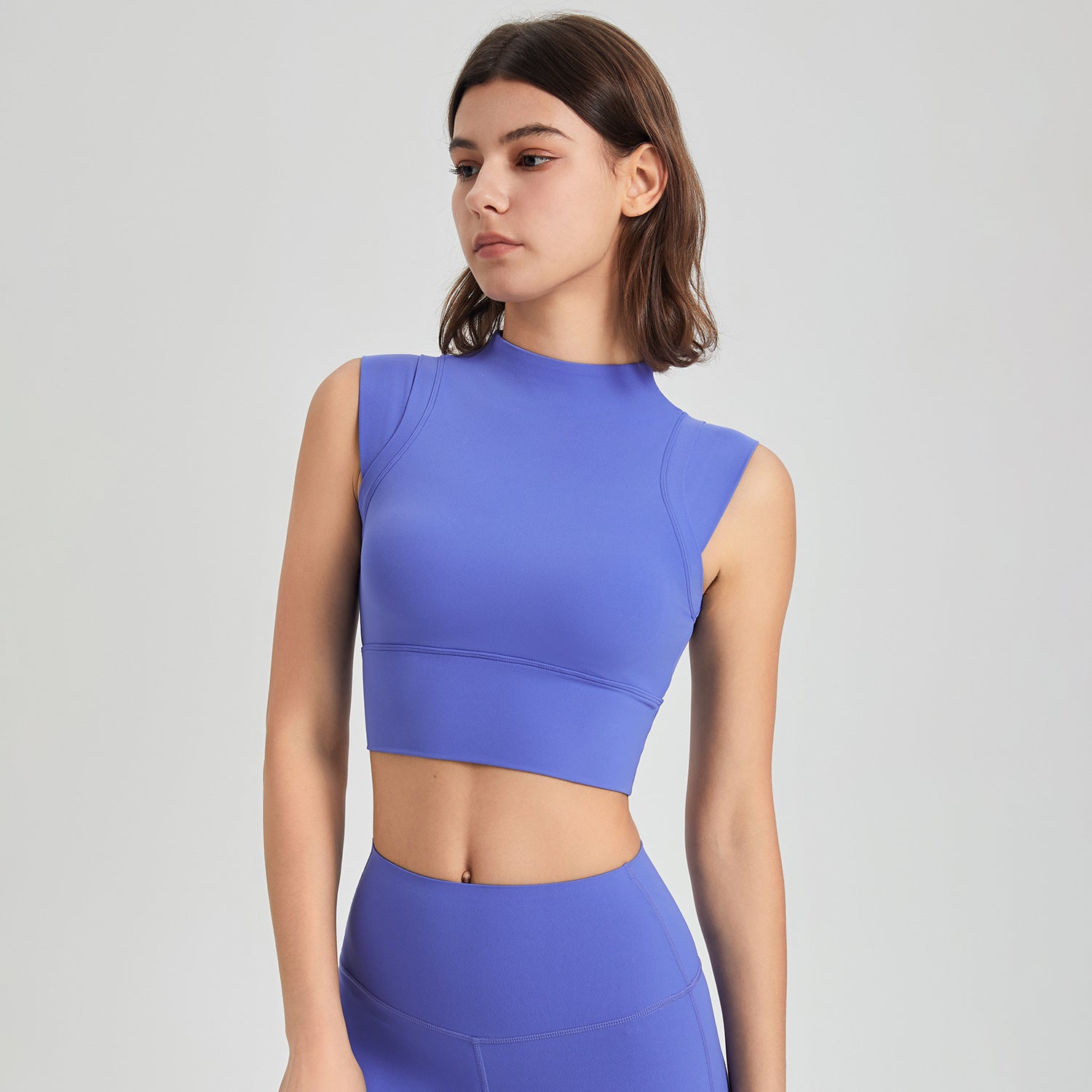 Lycra Hochelastisch Stoßfest Laufen Sport Unterwäsche Rollkragen Fixierte Körbchen Yoga Kleidung BH Weste Schnelltrocknendes Workout Top