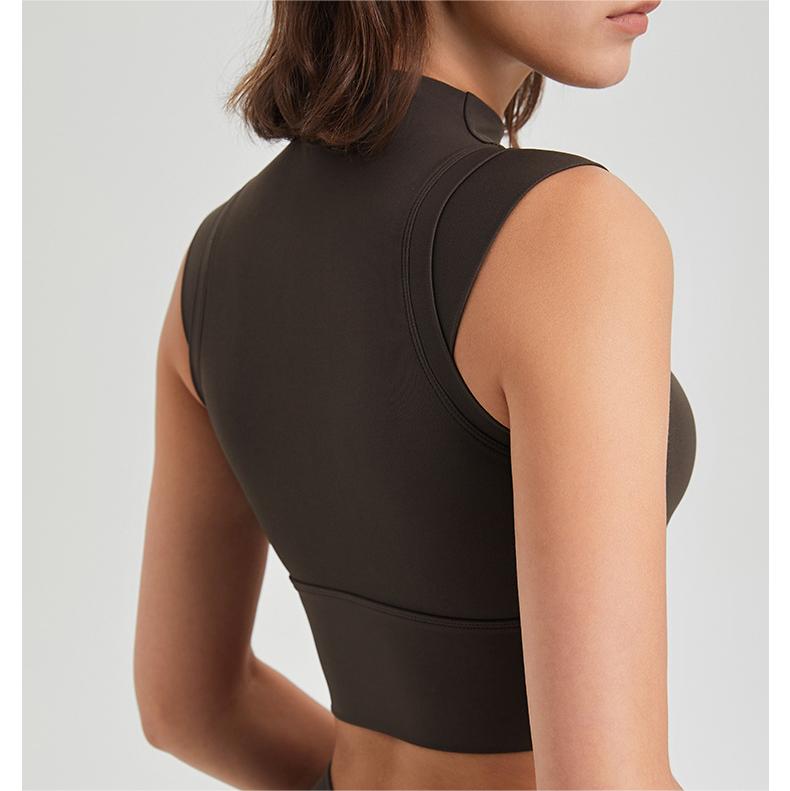 Lycra Hochelastisch Stoßfest Laufen Sport Unterwäsche Rollkragen Fixierte Körbchen Yoga Kleidung BH Weste Schnelltrocknendes Workout Top