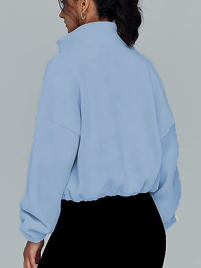 Damenbekleidung Polar Fleece Sportjacke Samt Stehkragen Reißverschlussjacke