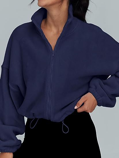 Damenbekleidung Polar Fleece Sportjacke Samt Stehkragen Reißverschlussjacke