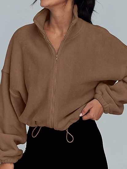 Damenbekleidung Polar Fleece Sportjacke Samt Stehkragen Reißverschlussjacke