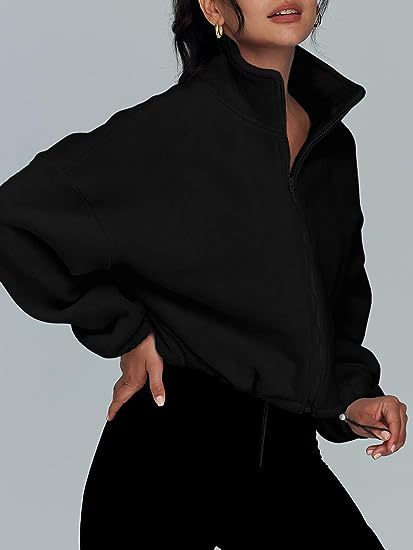 Damenbekleidung Polar Fleece Sportjacke Samt Stehkragen Reißverschlussjacke