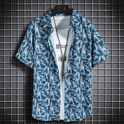 Mens Quick Dry Floral Shirt and Shorts Set