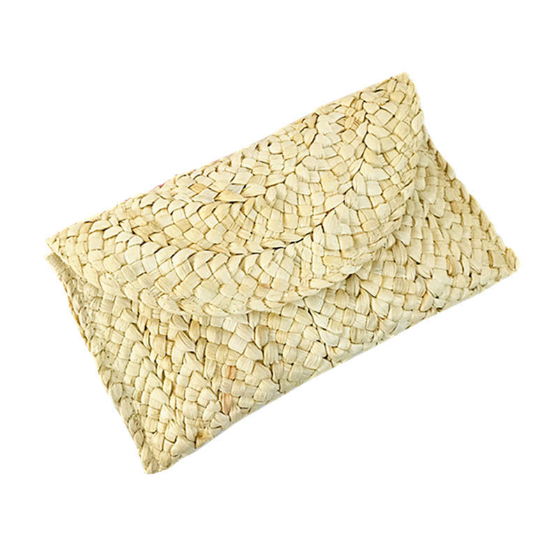 Maisstroh-Tasche Clutch Damen Große Kapazität Clutch Handgewebte Tasche Handytasche Geldbörse Japanisch Koreanisch