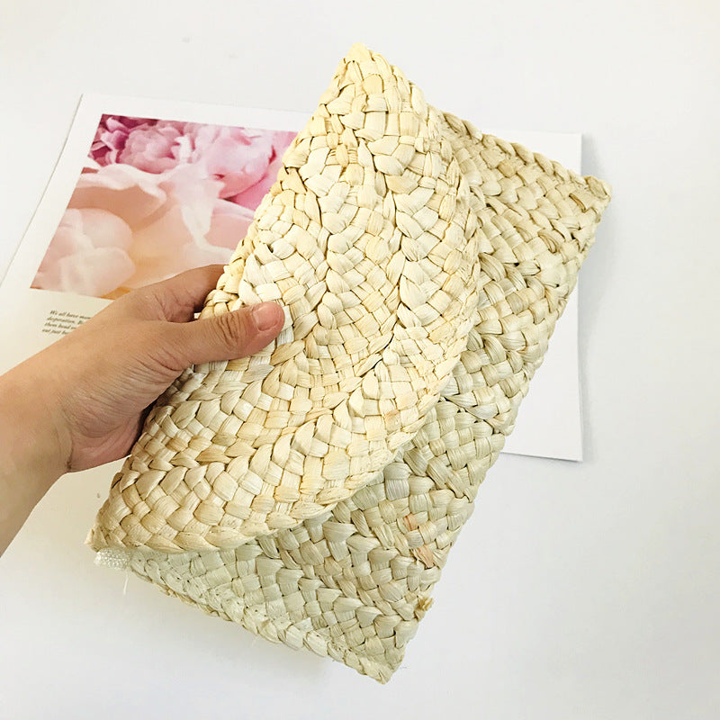 Maisstroh-Tasche Clutch Damen Große Kapazität Clutch Handgewebte Tasche Handytasche Geldbörse Japanisch Koreanisch