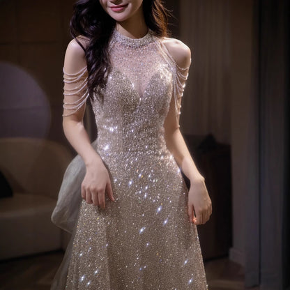 Halter Neck Evening Dress
