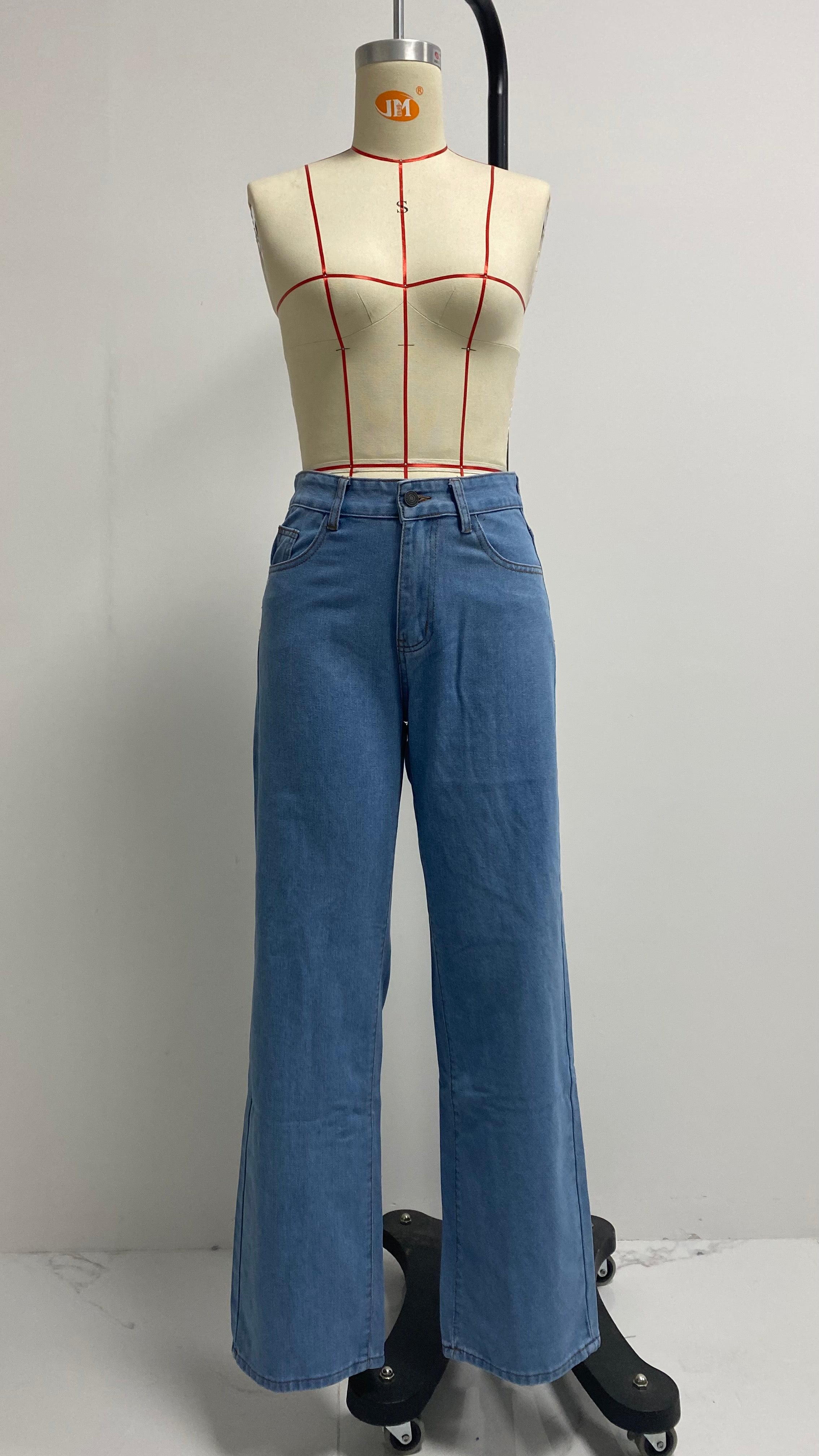 High Waist Jeans für Damen, langes, gerades Bein