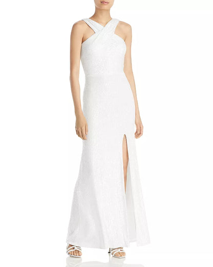Aqua Womens Sequined Sleeveless Formal Evening Dress Gown