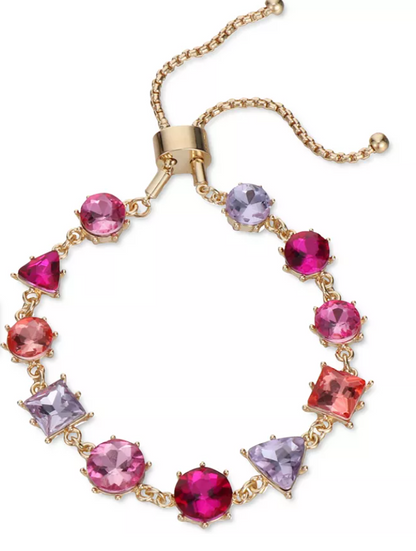 Inc International Concepts Gold-Tone Multicolor Crystal &amp; Stone Slider Bracelet