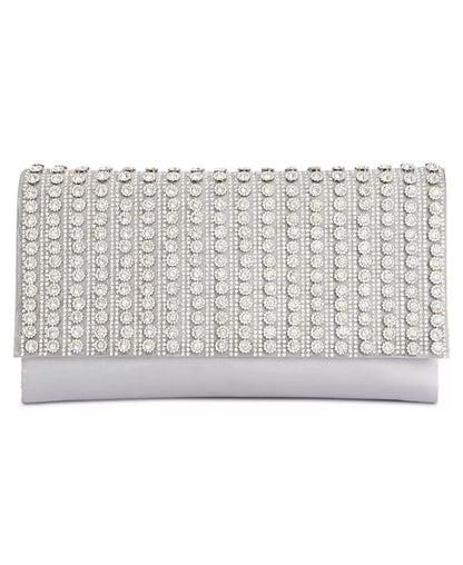 INC International Concepts Veronica Flower Sparkle Clutch (Silver)