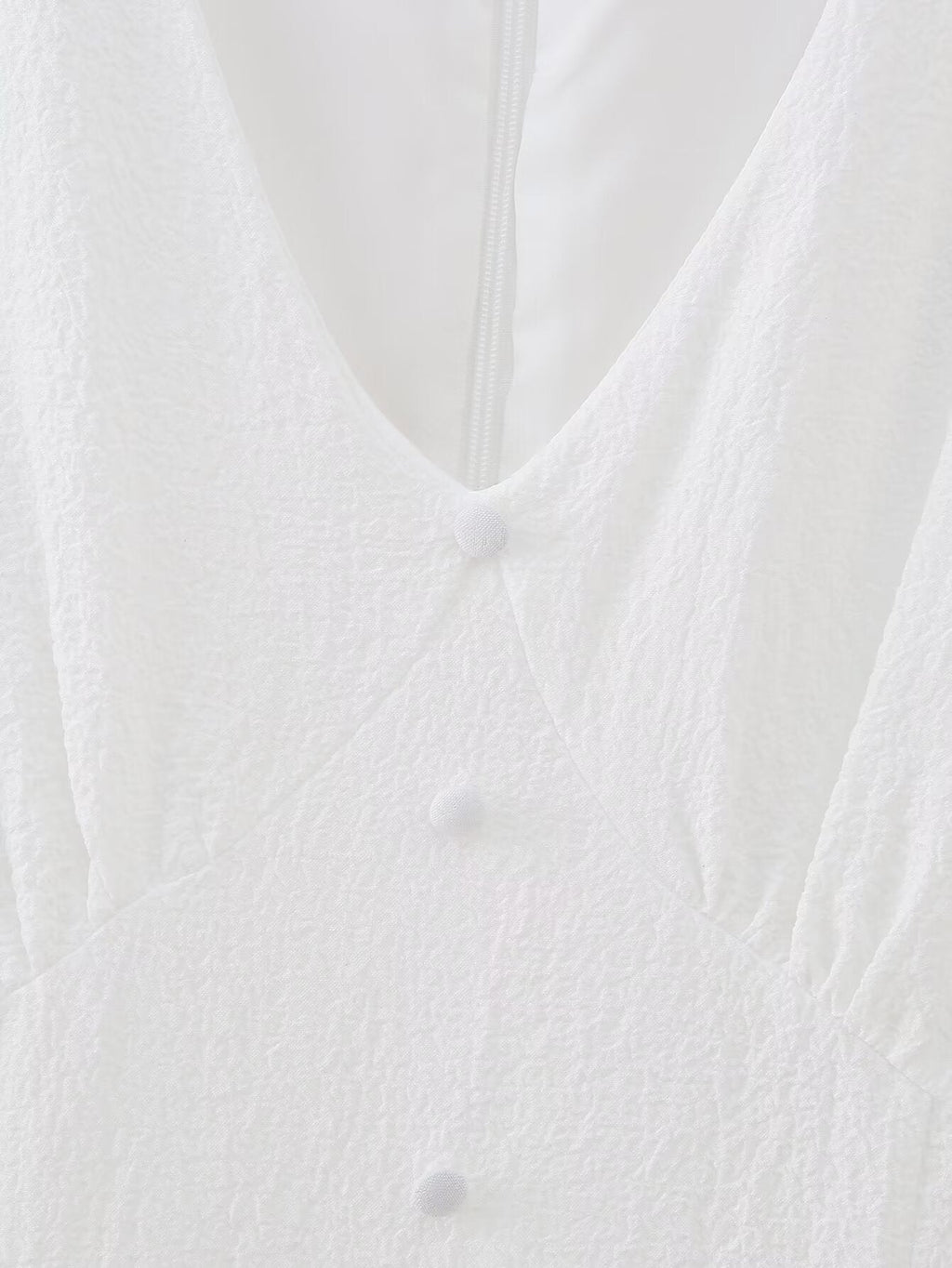 Sommer Aushöhlen Ausgeschnitten Bestickt Mittellanges Rüschenkleid Weiß Rüschen Damen