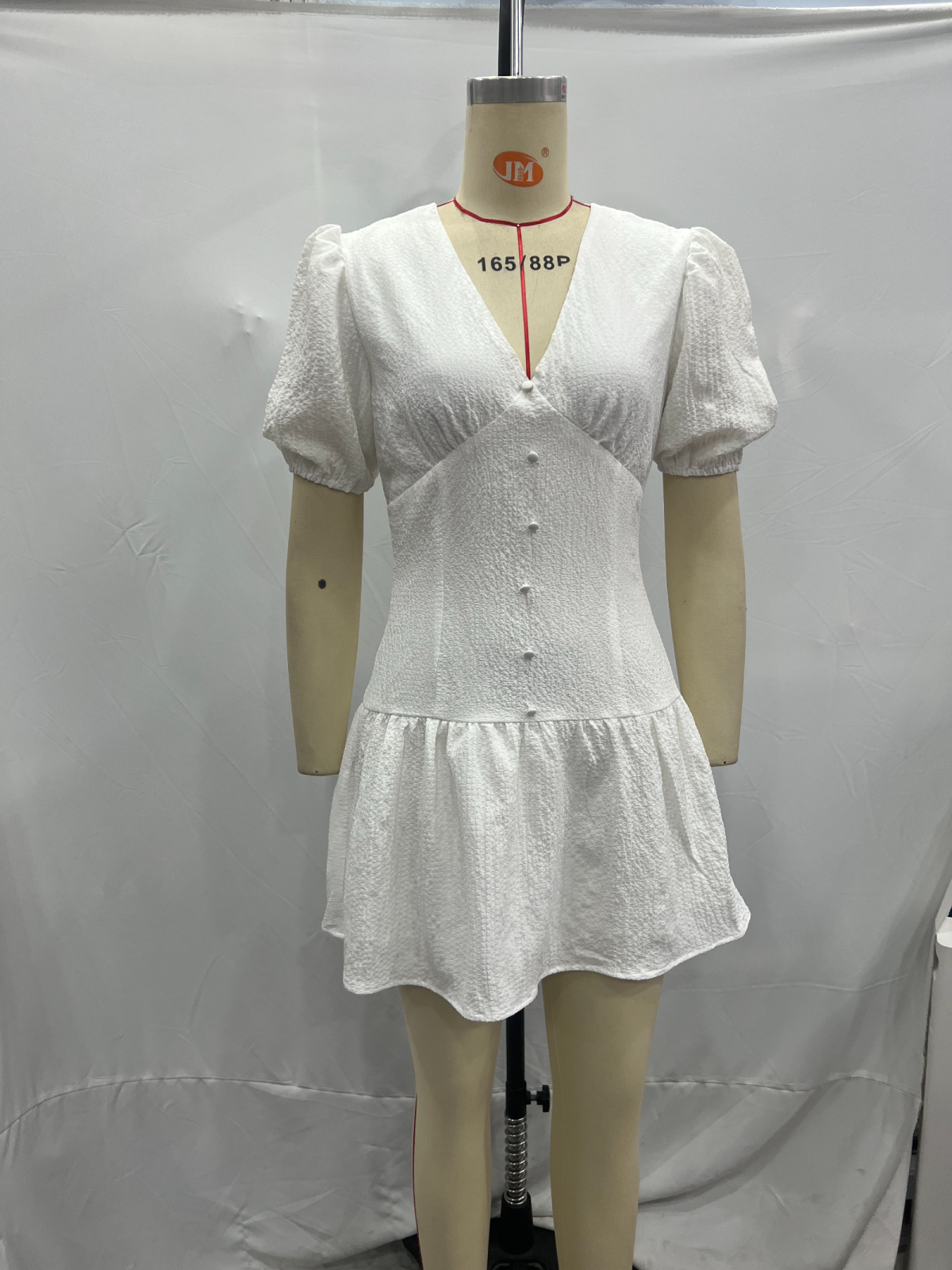 Sommer Aushöhlen Ausgeschnitten Bestickt Mittellanges Rüschenkleid Weiß Rüschen Damen