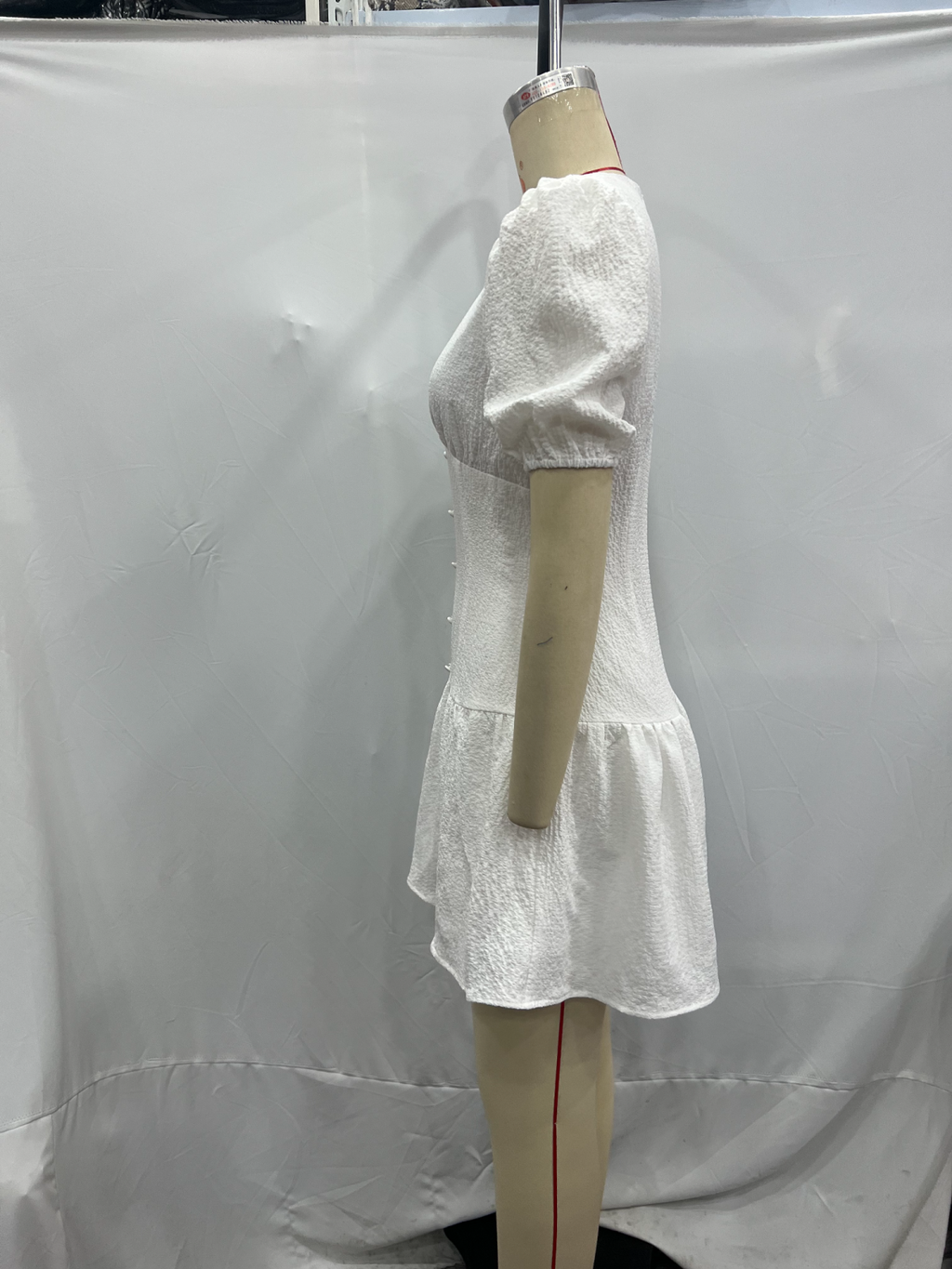Sommer Aushöhlen Ausgeschnitten Bestickt Mittellanges Rüschenkleid Weiß Rüschen Damen