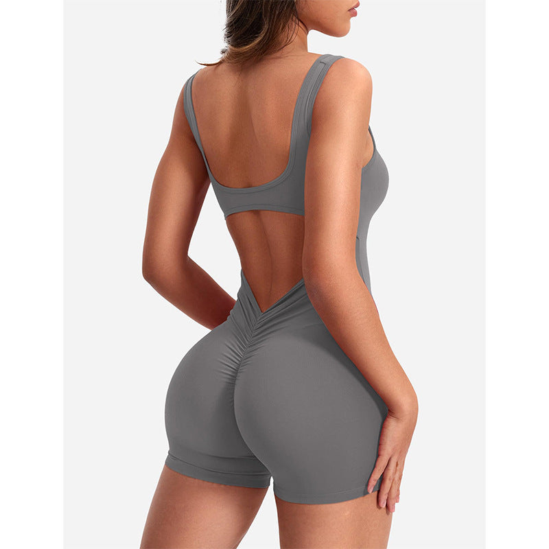 Frühling Sommer Damenbekleidung Trägerloser Rückenfreier Eng Anliegender Hüfthebender Yoga-Jumpsuit