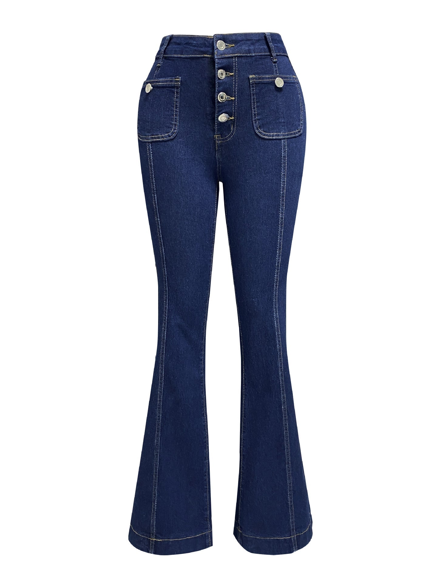Frühlingsjeans mit hoher Taille für Damen, schlankmachende Schlaghosen