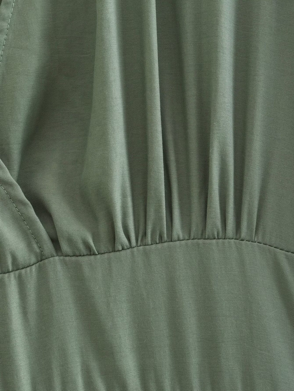 Spring Women Clothing Army Green Long Sleeve Pleated Dress