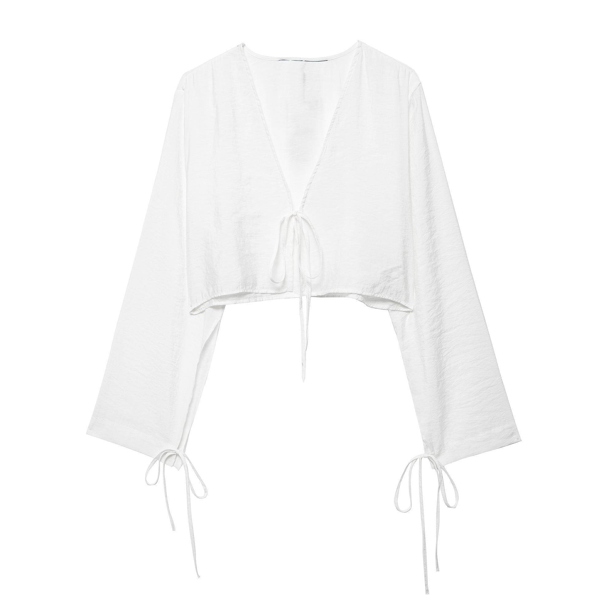 Spring Women Clothing Bowknot Drape Short Shirt