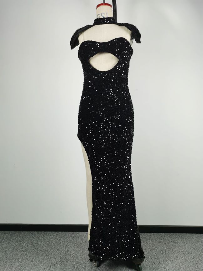 Damenbekleidung Sexyes Pailletten-Tube-Top-Bankettkleid Hüftumwickeltes Abendkleid