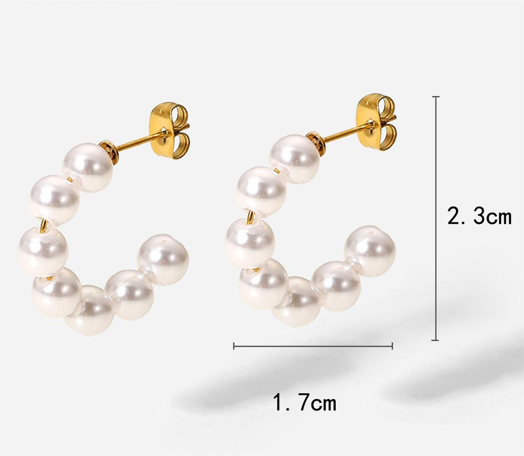 18K Gold Stainless Steel Earrings Personality Pearl Earring Eardrop Women Jewelry Accessories