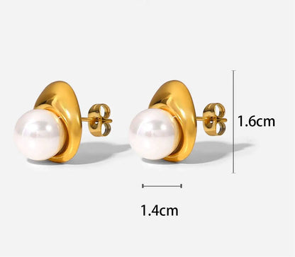 18K Gold Stainless Steel Earrings Personality Pearl Earring Eardrop Women Jewelry Accessories by Wanita Store