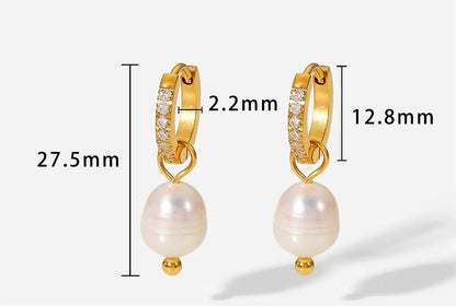 18K Gold Stainless Steel Earrings Personality Pearl Earring Eardrop Women Jewelry Accessories by Wanita Store