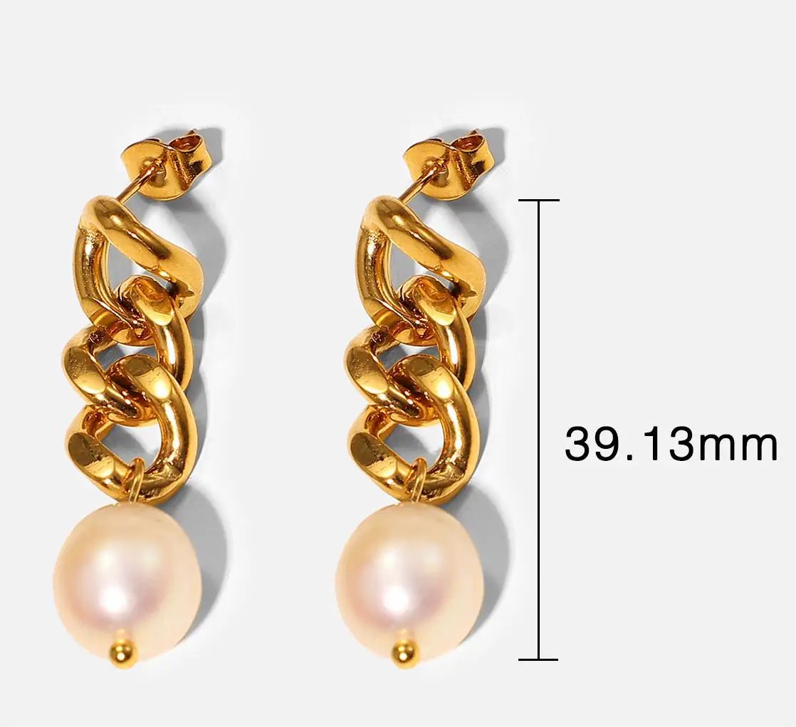 18K Gold Stainless Steel Earrings Personality Pearl Earring Eardrop Women Jewelry Accessories by Wanita Store