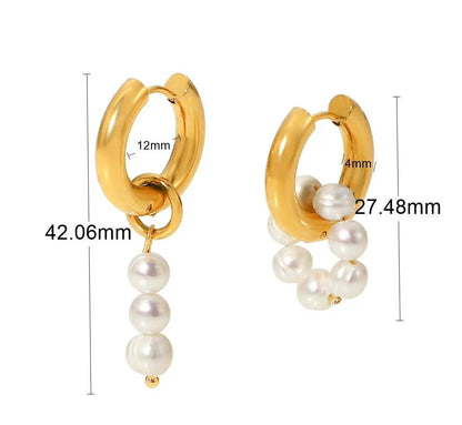 18K Gold Stainless Steel Earrings Personality Pearl Earring Eardrop Women Jewelry Accessories by Wanita Store