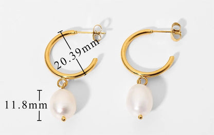 18K Gold Stainless Steel Earrings Personality Pearl Earring Eardrop Women Jewelry Accessories by Wanita Store